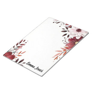 Bloc-note Elégante aquarelle florale personnalisée stationna