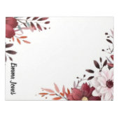 Bloc-note Elégante aquarelle florale personnalisée stationna (Devant)