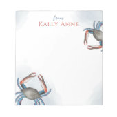 Bloc-note Elégante aquarelle moderne Crabe bleu simple (Devant)