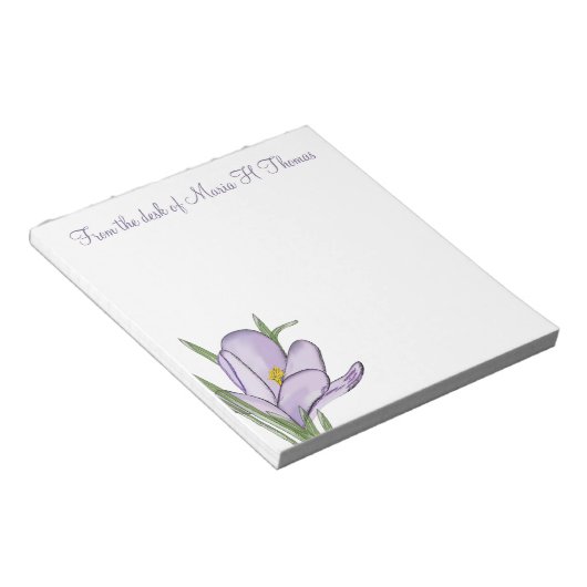 Bloc-note Elégante aquarelle moderne Floral Spring Crocus (Incliné)