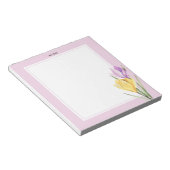 Bloc-note Elégante aquarelle violet jaune Crocus floral (Incliné)