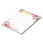 Bloc-note Elégante Bande Or, Plumes de fleurs (Tourné)