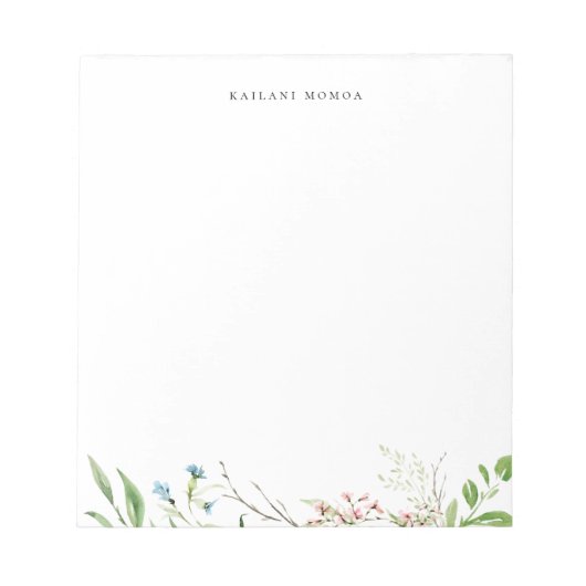 Bloc-note Élégante botanique de fleur sauvage (Devant)