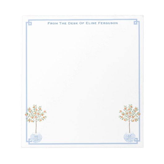 Bloc-note Elégante Chinoiserie de la Dame Orange Tree Desk (Devant)