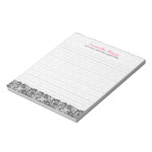 Bloc-note Elégante dentelle Florale Noire Et Damas Blanches  (Tourné)