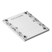 Bloc-note Elégante Dentelle Florale Noire Et Damas Blanches (Incliné)