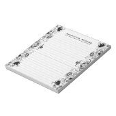Bloc-note Elégante Dentelle Florale Noire Et Damas Blanches (Tourné)