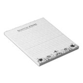 Bloc-note Elégante dentelle Florale Noire Et Damas Blanches  (Incliné)