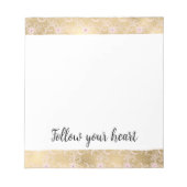 Bloc-note Elégante dentelle florale rose et or (Devant)