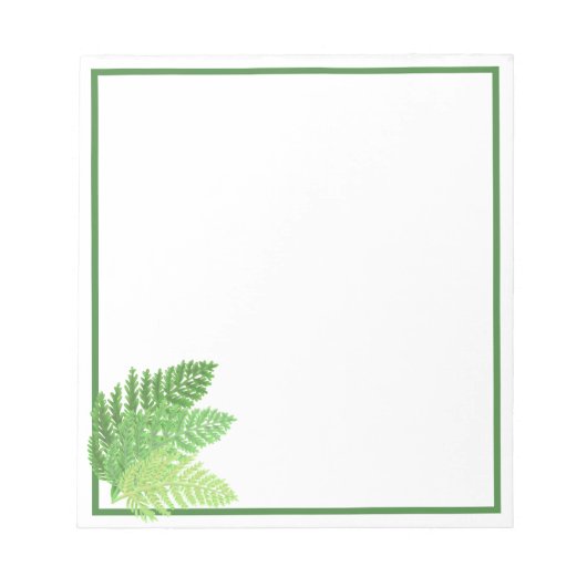 Bloc-note Élégante fougères vertes feuilles de bois (Devant)