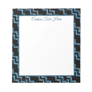 Bloc-note Elégante Parties scintillant Bleue Noir Chevron Ch