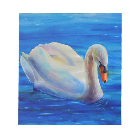 Bloc-note Elégante peinture d'aquarelle de cygne blanc (Devant)