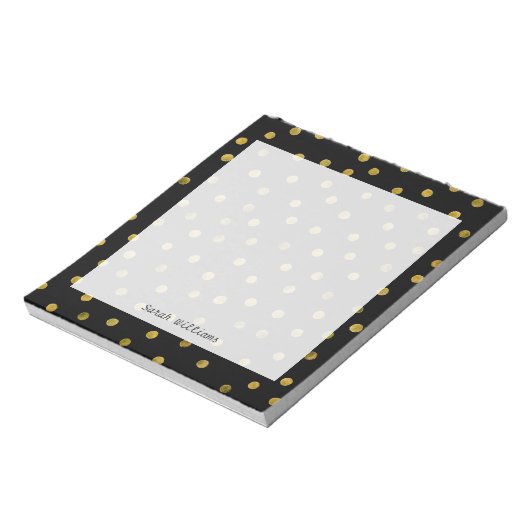 Bloc-note Élégants points de confetti à huile noire et d'or (Tourné)