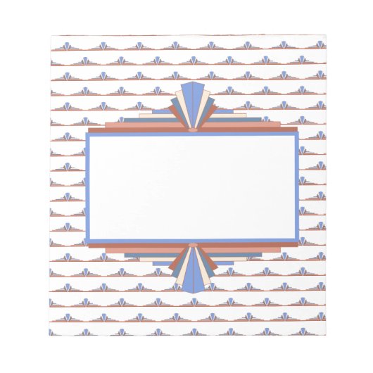 Bloc-note Éléments Art déco en or rose & bleu (Devant)