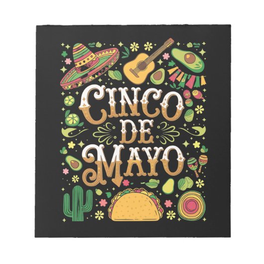 Bloc-note Éléments de fête mignons de la fête Cinco De Mayo (Devant)