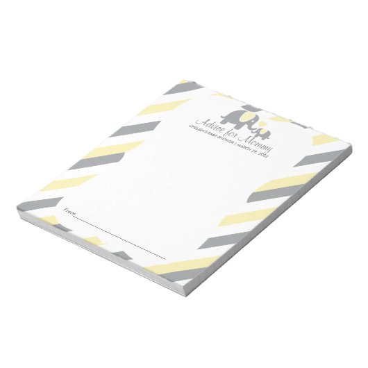 Bloc-note Eléphant à rayure gris jaune, blanc - Conseil (Tourné)