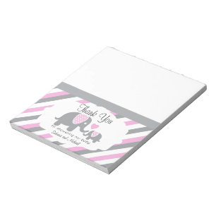 Bloc-note Eléphant à rayures rose et gris   Candy Toppers