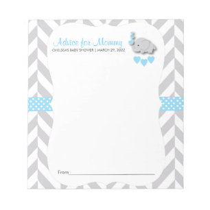 Bloc-note Eléphant bleu et gris Baby shower - Conseils