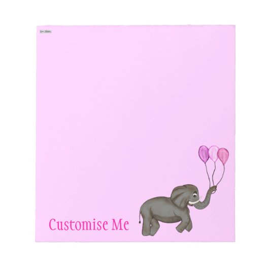 Bloc-note Elephant de fête (rose) (Devant)