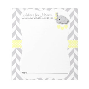 Bloc-note Eléphant jaune et gris Baby shower 2 - Conseil