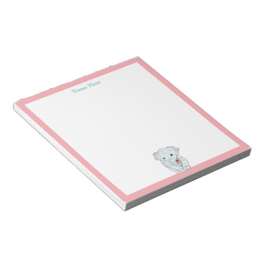 Bloc-note Eléphant mignon avec cadre rose clair Simple (Incliné)