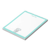 Bloc-note Eléphant mignon avec cadre turquoise Simple (Tourné)