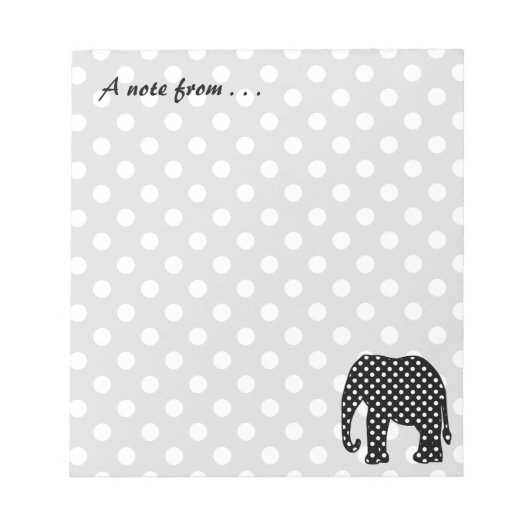 Bloc-note Eléphant Pois noir et blanc (Devant)