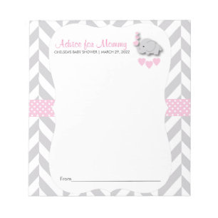 Bloc-note Eléphant rose et gris Baby shower - Conseils