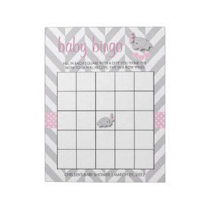 Bloc-note Eléphant rose et gris Baby shower - Jeu