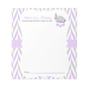 Bloc-note Eléphant violet et gris   Baby shower - Conseil 2
