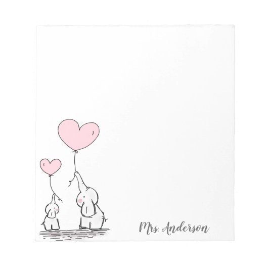Bloc-note Eléphants mignonne mère nom enfant (Devant)