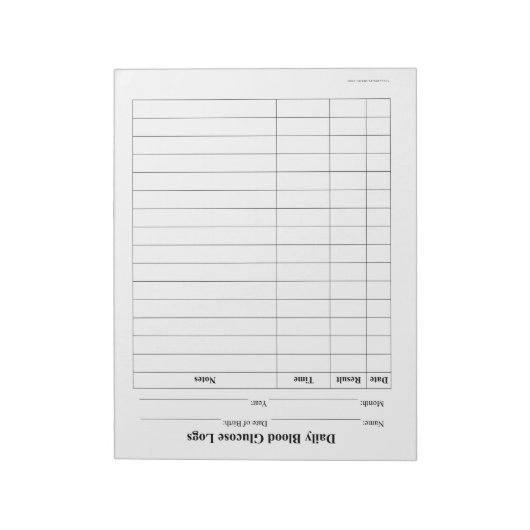Bloc-note Éliminations du journal du sucre de sang (Tourné)