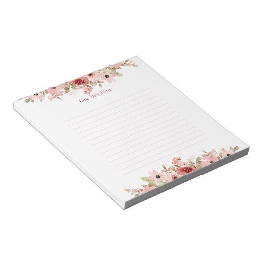 Bloc-note ELLE Rose Fleur Élégante Lined (Incliné)