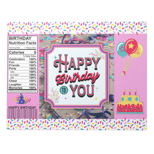 Bloc-note Emballage à chips fête d'anniversaire Faveurs (Devant)