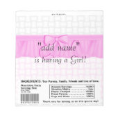 Bloc-note Emballage de bonbons pour Baby Shower Faveur de fê (Devant)