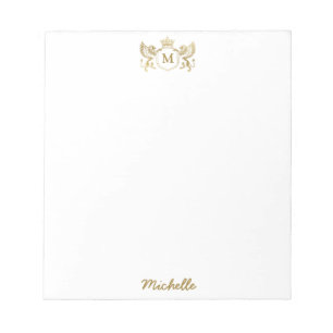 Bloc-note Emblème Royal Couronne Lions Monogramme Écriture O