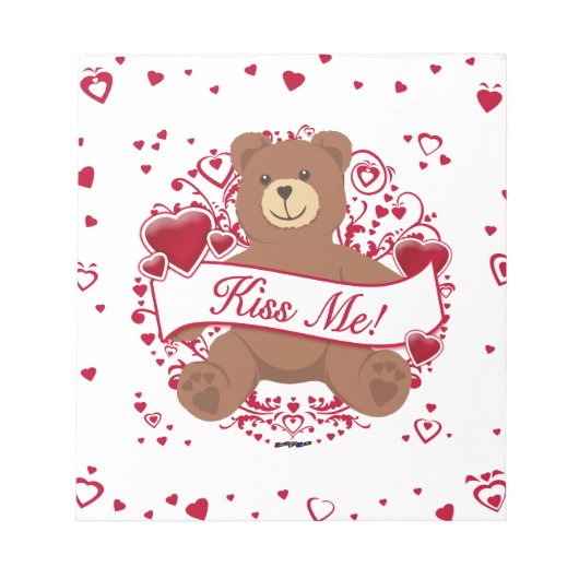 Bloc-note Embrasse-Moi ! Ours en peluche de la Saint-Valenti (Devant)
