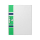 Bloc-note Emerald Green avec Navy White Stripes Team Jersey (Tourné)