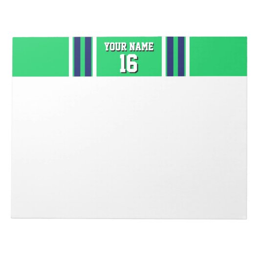 Bloc-note Emerald Green avec Navy White Stripes Team Jersey (Devant)