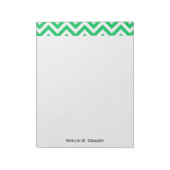 Bloc-note Emerald Green, blanc grand Motif Chevron ZigZag (Tourné)