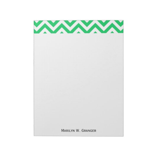 Bloc-note Emerald Green, blanc grand Motif Chevron ZigZag (Tourné)