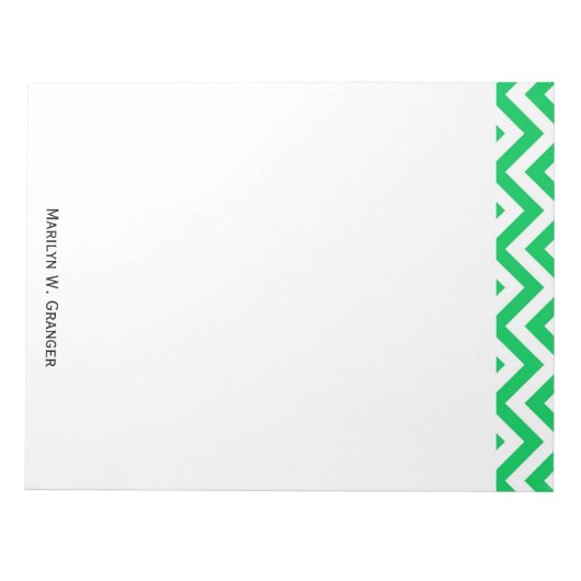 Bloc-note Emerald Green, blanc grand Motif Chevron ZigZag (Devant)