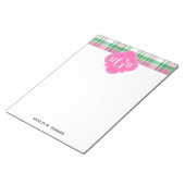 Bloc-note Emerald Green Hot Pink Wht Preppy Madras (Incliné)