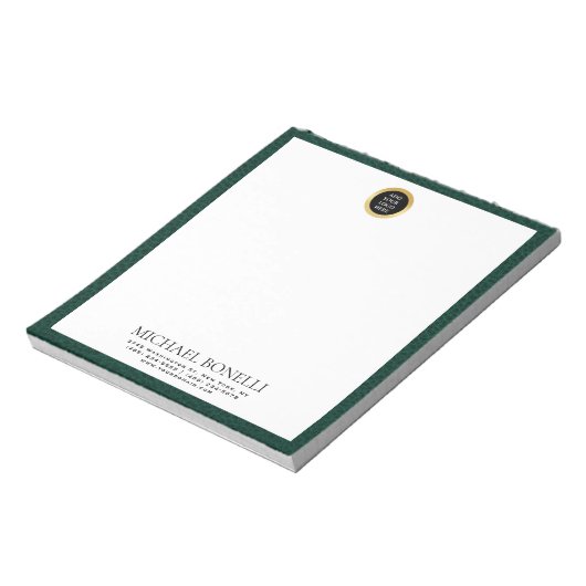 Bloc-note Emerald Green Leather Circle Logo professionnel (Tourné)
