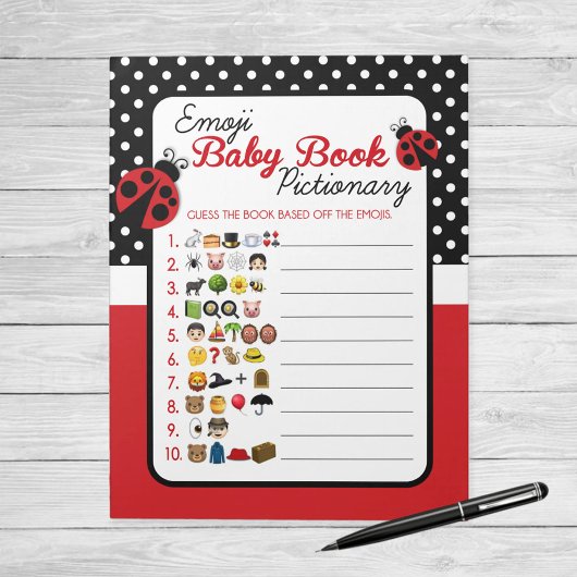 Bloc-note Emoji Baby Book Ladybug Baby shower Game Pack