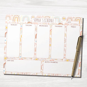 Bloc-note Emploi du temps hebdomadaire abstrait arc-en-ciel 