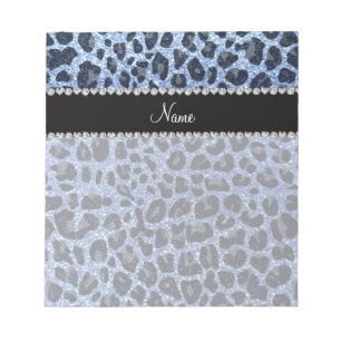 Bloc-note Empreinte de léopard de parties scintillant bleu c