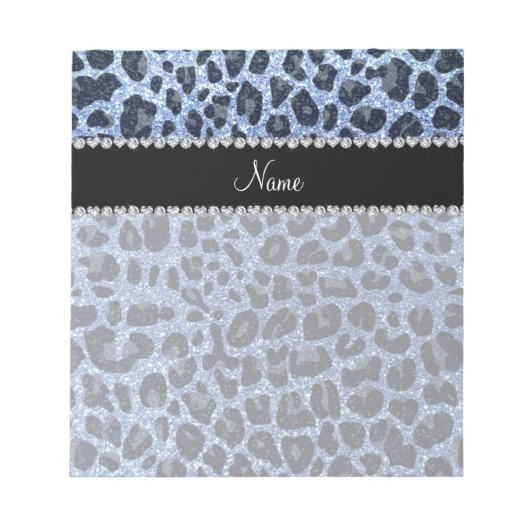 Bloc-note Empreinte de léopard de parties scintillant bleu c (Devant)