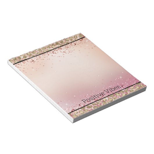 Bloc-note Empreinte de léopard d'or rose étincelle (Incliné)