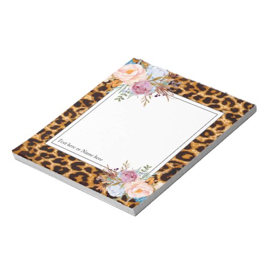 Bloc-note empreinte de léopard, guépard, tendance, floral, d (Tourné)